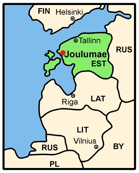 Map of Baltikum with Town of 12th EFOL Joulumae